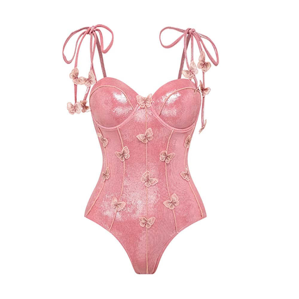 Shiny Butterfly Monokini with Skirt